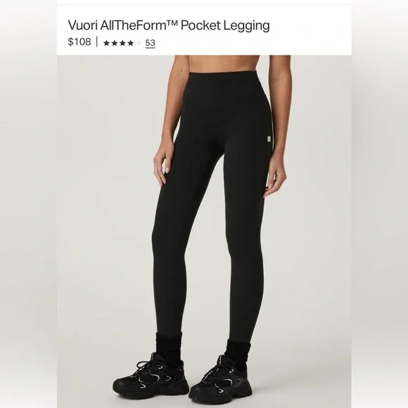 Vuori Black Pocket Leggings - Picture 1 of 8